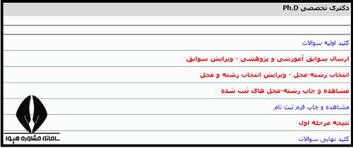 مراحل نتایج اولیه دکتری وزارت بهداشت